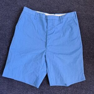 Vintage Pelham Chino Shorts Mens 34 Blue Cotton Poly Flat Front 10 Inseam
